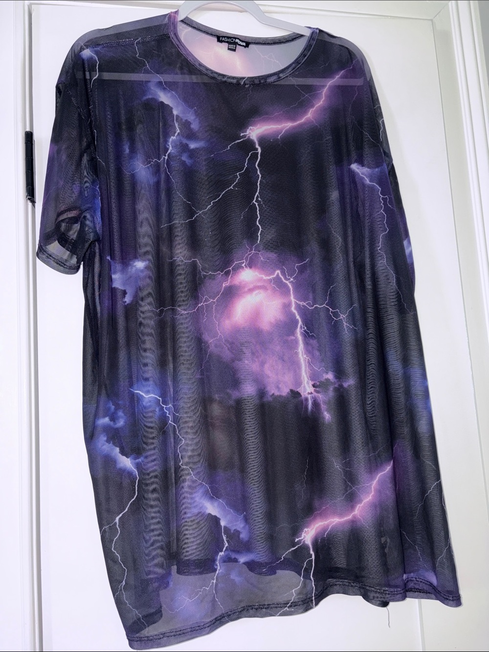 Fashion Nova Lavender & Black Mesh Tunic